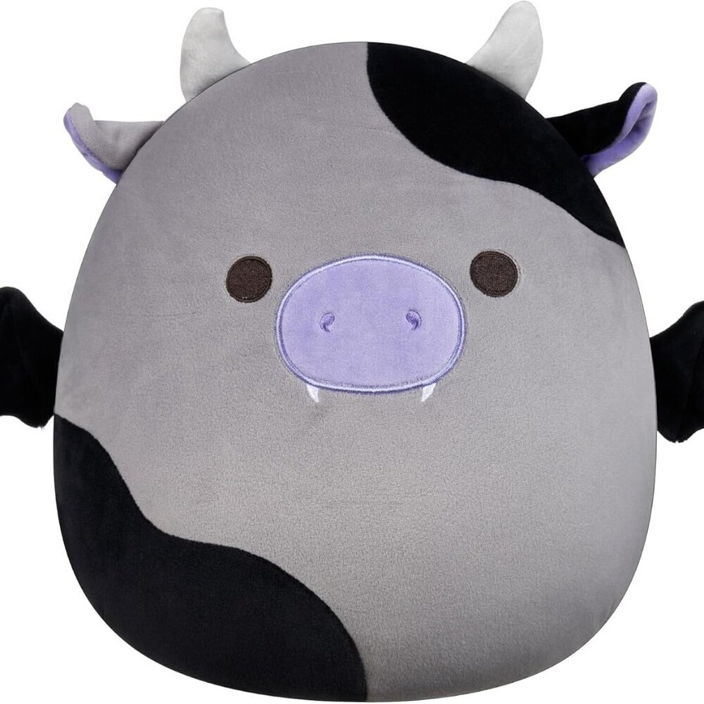 Original 12-Inch Bridgette Grey and Black Cow Bat - Official Jazwares Plush Medi